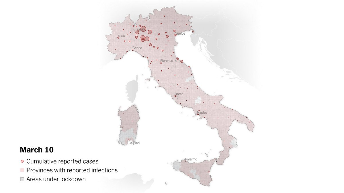 But the March 8 order leaked early, and many people fled the area before it took effect.Just 2 days later, more than 10,000 people across Italy had been infected with the coronavirus. The prime minister banned all nonessential movement across the entire country on March 10.