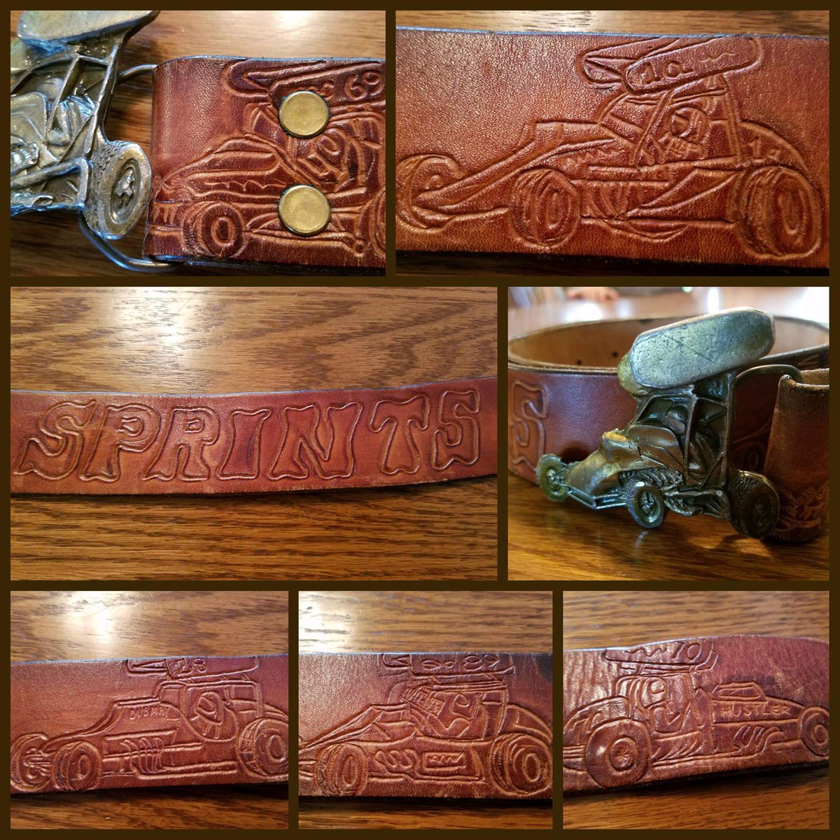 ToddZinn's tweet photo. My grandfather had this belt made for my dad. The vintage sprint car buckle is cool... But the strap is cooler. Featuring the cars of Bobby Allen, Van May, Dub May, Rob Cappetta, and Doug Stambaugh.
#SprintCar #beltbuckle #paposse #vintageclothing @BobbyAllen1a #vanmay https://t.co/H21GBmnVOQ