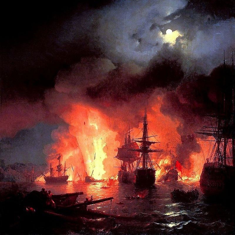 Battle of Cesme at night