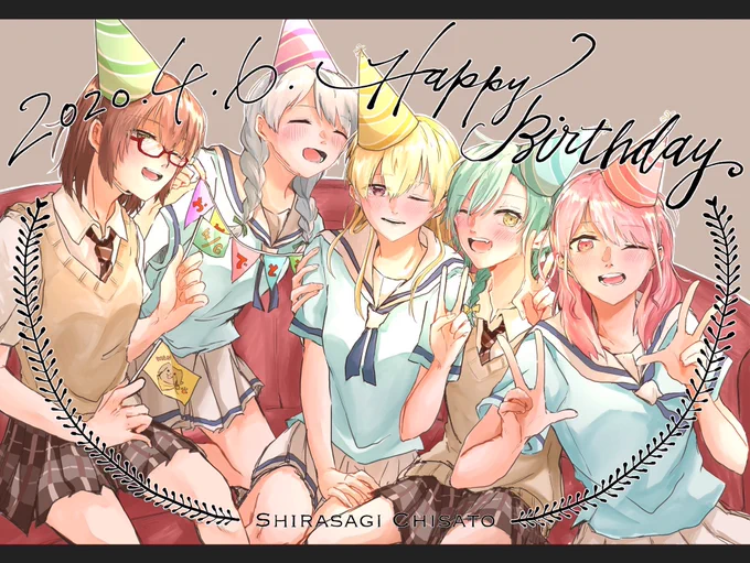 今年は全然準備できなくて、うーん、1人だけ描こうかな…と弱々しく思ってたけど、「いやせっかく2年前から5人で描いてるのにな…」と今年もがんばて描けたのでよかった、具合悪くしたけど本望! 並べて楽しい!2018,2019,2020!(2017年は他のジャンルの話してた‼️ゴミ) 