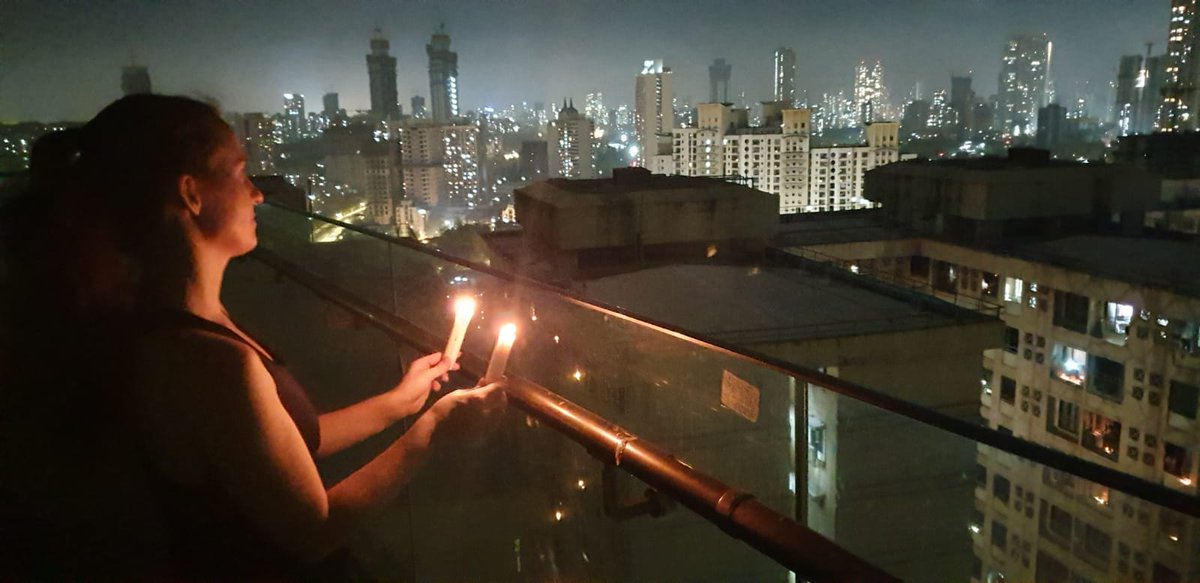 israelinMumbai's tweet photo. The team of @israelinMumbai  joins the Indian nation in support of #9pm9minutes. Together, We will overcome 🇮🇱🇮🇳  #LightsOfHope https://t.co/Fi9IYnKN2f