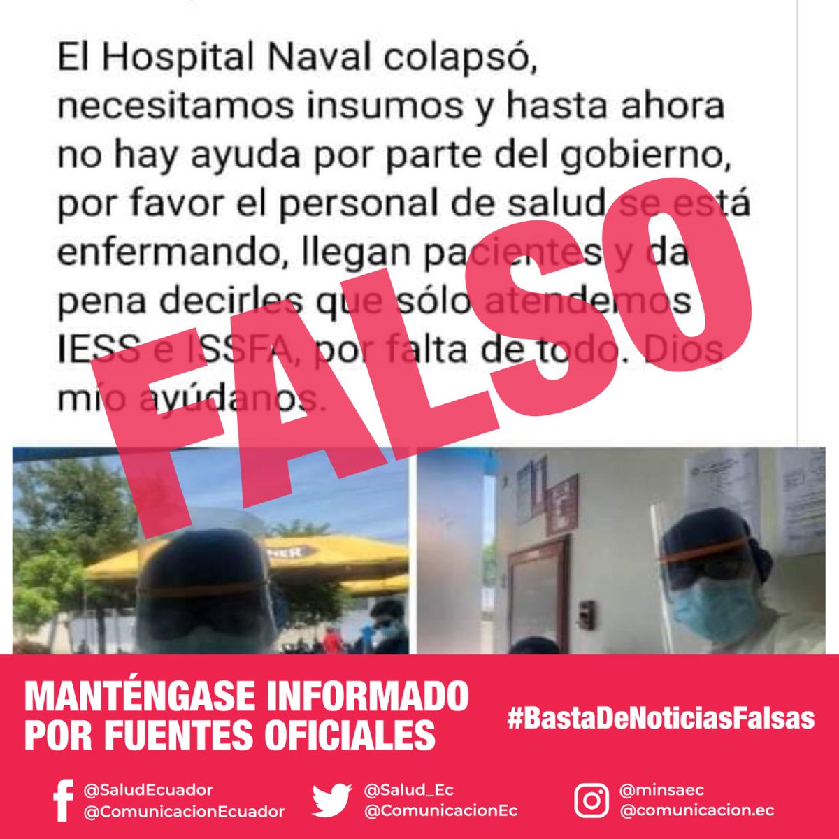 EjercitoECU's tweet photo. #DileNoALaDesinformación | La información falsa causa pánico y caos. No comparta ni difunda rumores. https://t.co/lXOdPSXWIF