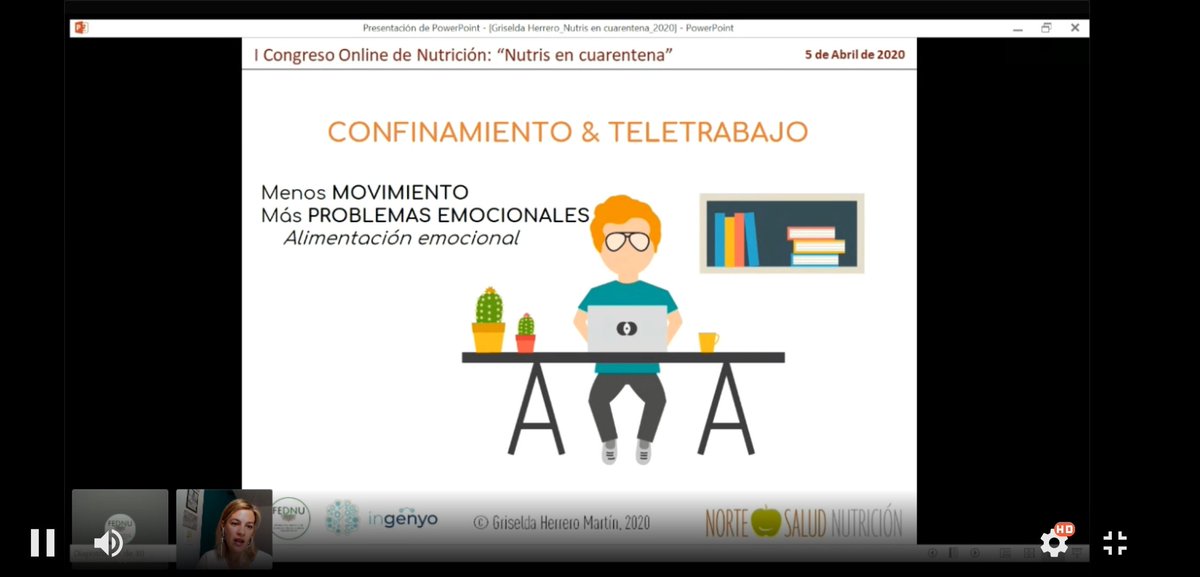 FED_NU's tweet photo. En primer lugar Griselda Herrero @NorteSalud nos hablará del miedo durante este confinamiento a ganar peso.

...¿Cómo afecta el confinamiento a nuestros hábitos de alimentación?¿Qué problemas emocionales surgen?... https://t.co/d60OIooE5n