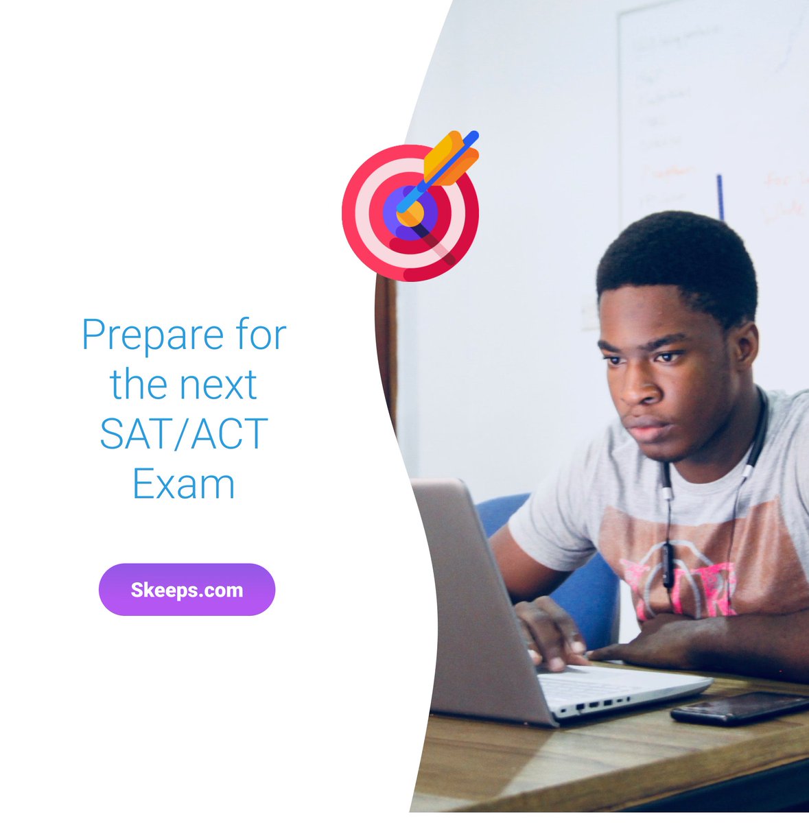 SkeepsLearning's tweet image. Use your extra time wisely. Prepare for the next #SAT/#ACT exam FOR FREE now at Skeeps.com.