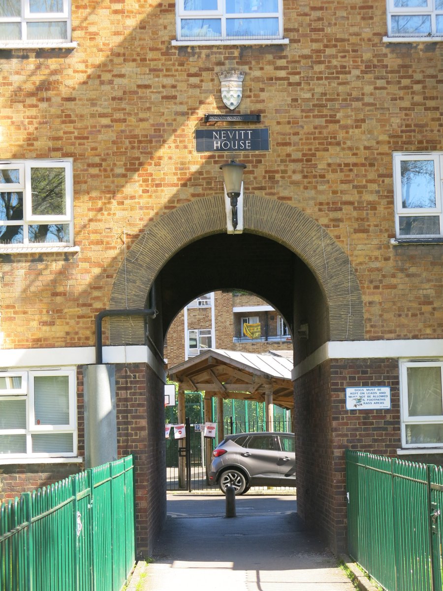 19/ Nevitt House, Cranston Estate: seven-storey blocks built by the London County Council from 1950.