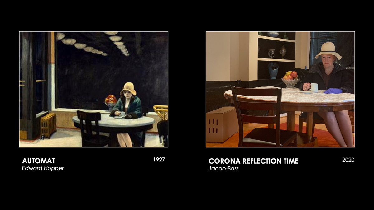 CabotFairfax's tweet image. The Getty Museum Challenge. Edward Hopper "Automat" 1927. Recreated 2020  "Corona Reflection Time." @GettyMuseum #gettymuseumchallenge #betweenartandquarantine #tussenkunstenquarantaine