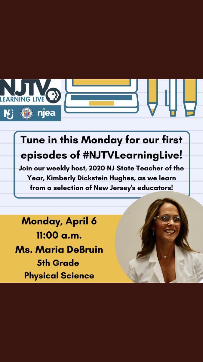 EDUC8_2_EMPOWER's tweet photo. You do not want to miss Ms. DeBruin’s explosive science lesson!

She is among the honored educators bringing knowledge to life through #NJLearningLive which begins TOMORROW!

Catch this #MilkenAward winning educator at 11am.

Check out https://t.co/ZsFqWzWrhZ for local listings. https://t.co/yCsDu1f4fo