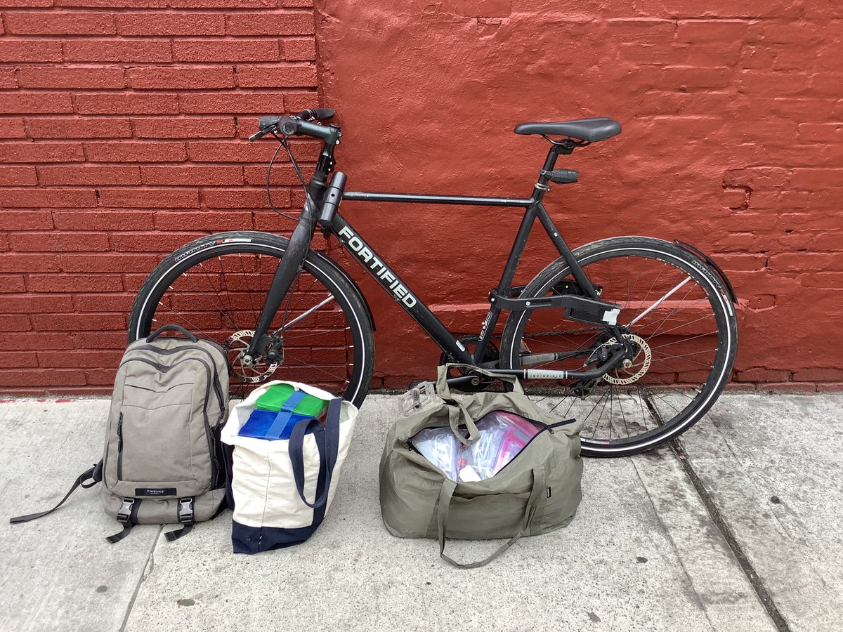 SunsetSparkNYC's tweet photo. IRL traveling salesman problem as we route plan robotic kit deliveries on bike across 4 zip codes. #npcomplete #roboweek https://t.co/qReOnjrYZX