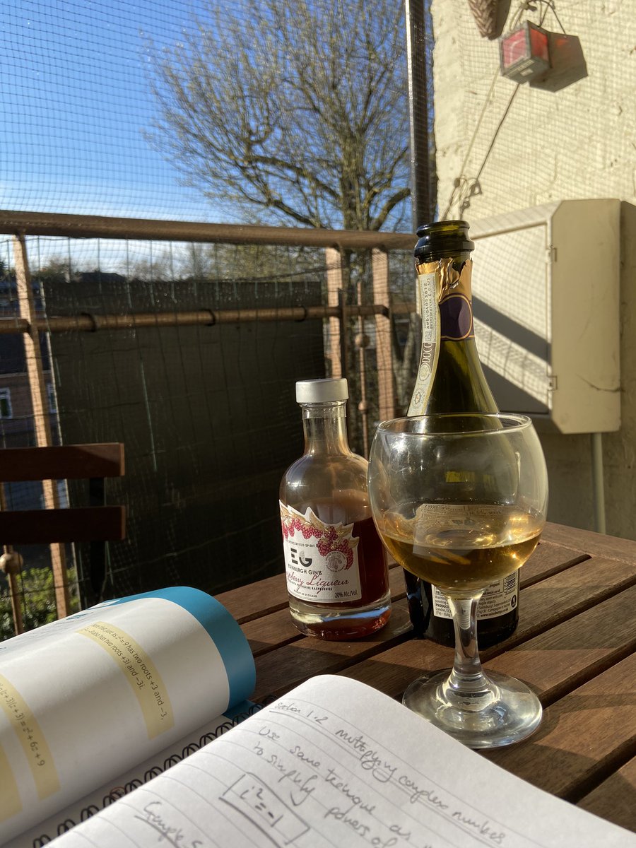 MissStokesMaths's tweet photo. Complex numbers and drinks on the balcony fun! https://t.co/TMq4zqfx9y