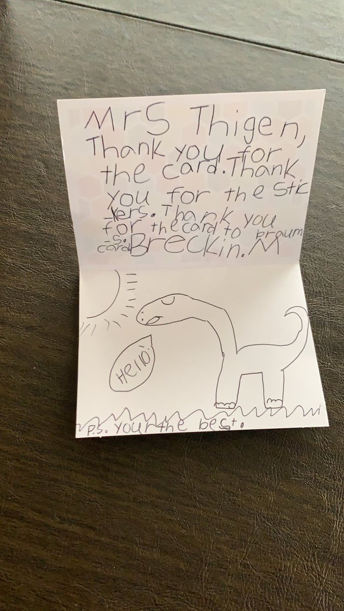 Snail mail  social distancing! Sweet note from one of my firsties. Love and miss them. <a href="/oakwoodsschool/">Oak Woods School</a> #weareoakwoods #gisdgr8ness