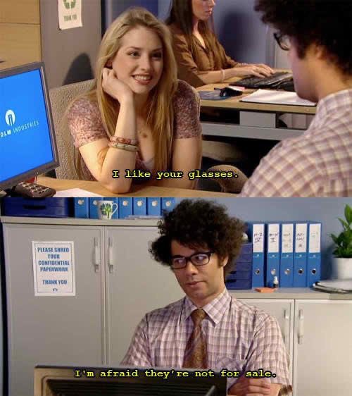 woroodmad's tweet photo. “I’m afraid they’re not for sale”🤣 Love this show.
#ITcrowd #geeks #moss #memeSpam https://t.co/N1bVj7SXl1