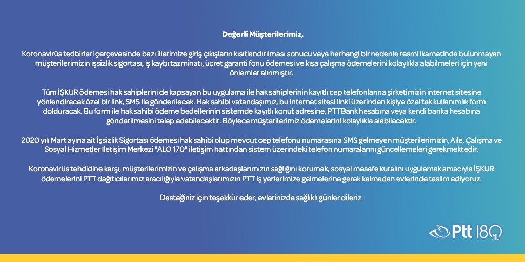 Kamuoyuna saygıyla duyurulur.