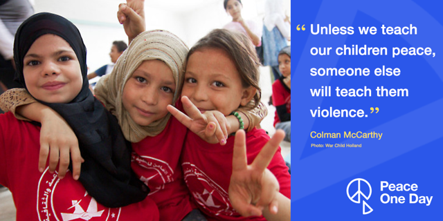PeaceDay's tweet photo. “Unless we teach our children peace, someone else will teach them violence.” - Colman McCarthy
#homeschool #school #peace #education #learning #colmanmccarthy #washingtonpeacecentre #teachingpeace #teacher #act4SDGs #PeaceOneDay #peaceboat #children #diversity #justice https://t.co/D9VTA5umgu
