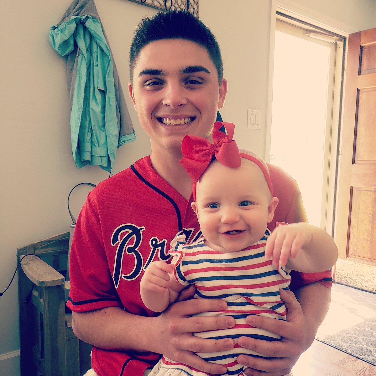 Celebrating Palm Sunday and these 2 are dressed for and missing baseball! Thank you Jesus for life, sunshine, family, and friends! Zoom church is a blessing! ❤⚾️💙