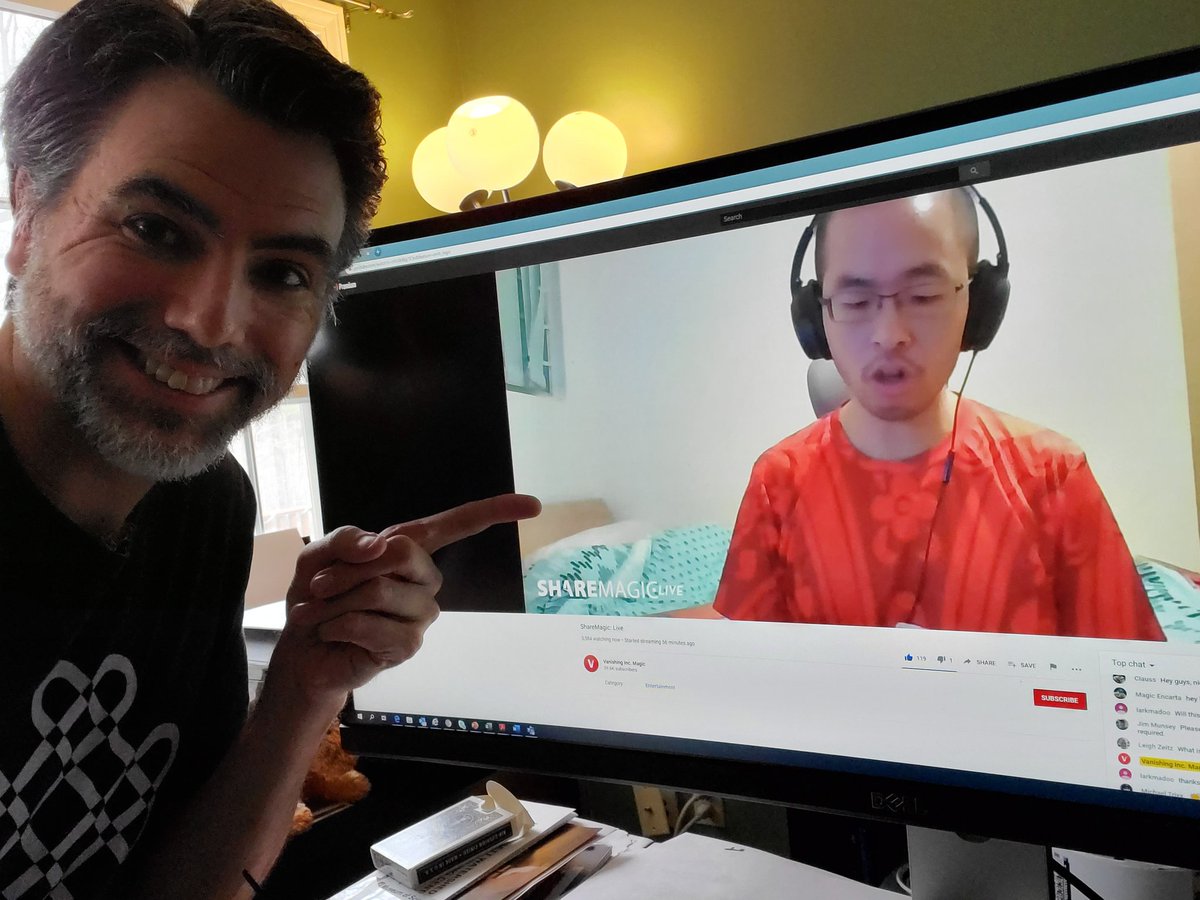 zombozzy's tweet photo. Watching @VanishingInc #ShareMagicLive while on lockdown. One of my favorite authors, @harapanong (#Principia) is teaching some new things! #keepmagicalive https://t.co/8XLi51278d
