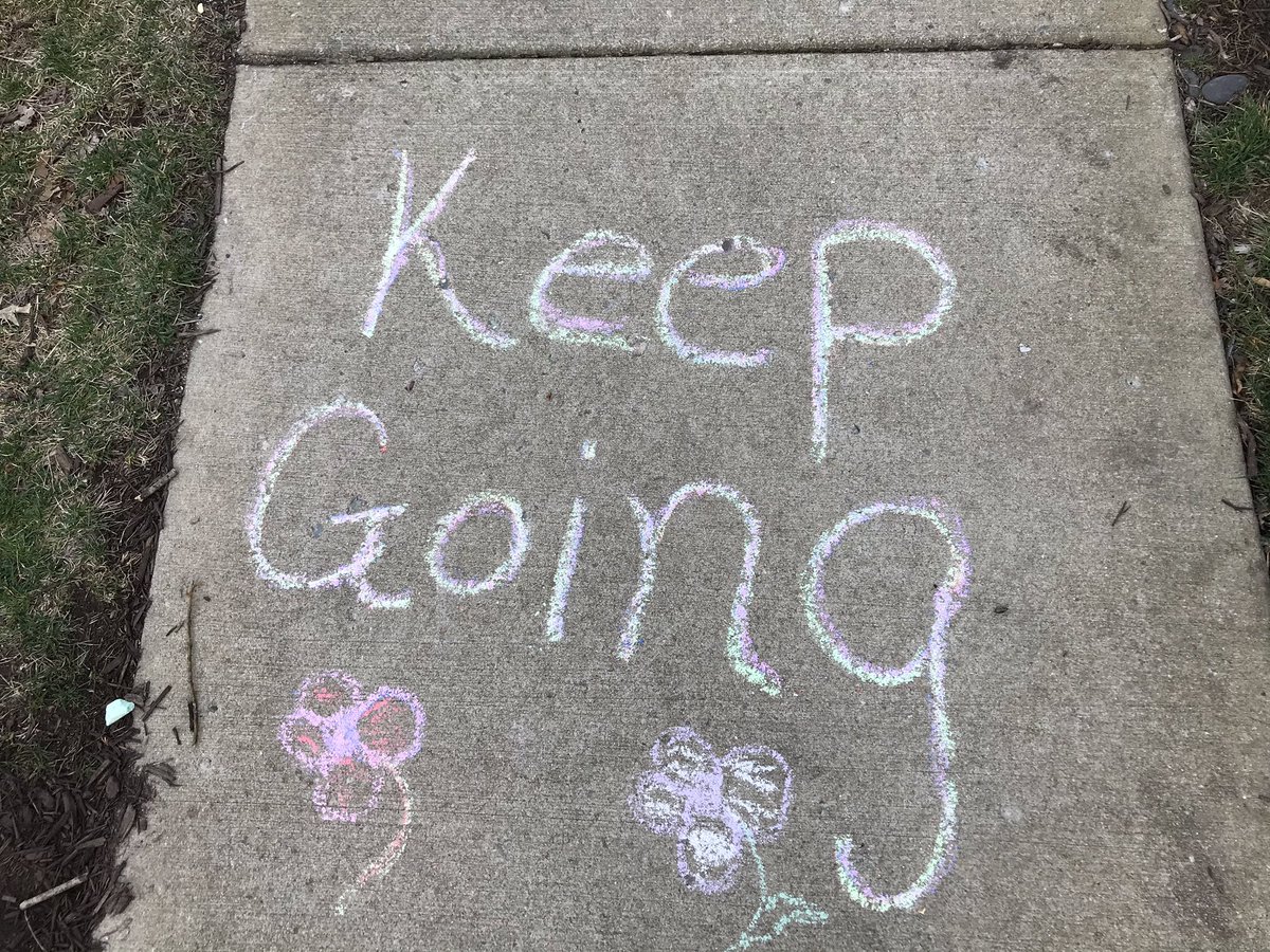 TheProfKelly's tweet photo. I have such sweet neighbors. 💜 Seeing these affirmations on my walk definitely brightened my day. Thank you to all those who are doing heartfelt things like this. It makes a difference! 🙌 #coronavirus #positive #istayhome #yougotthis #WithMe #WeGotThis https://t.co/qs2vRB3nNe