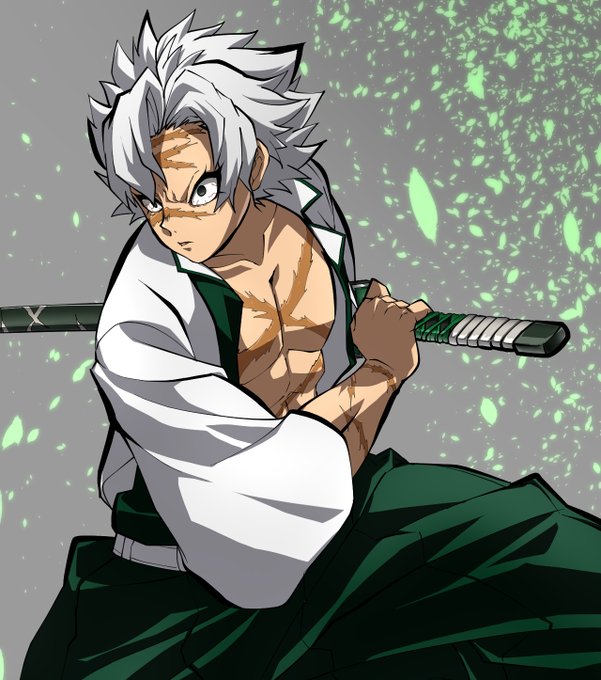 Y6さんがTwitterに投稿した不死川実弥(鬼滅の刃)のイラスト。