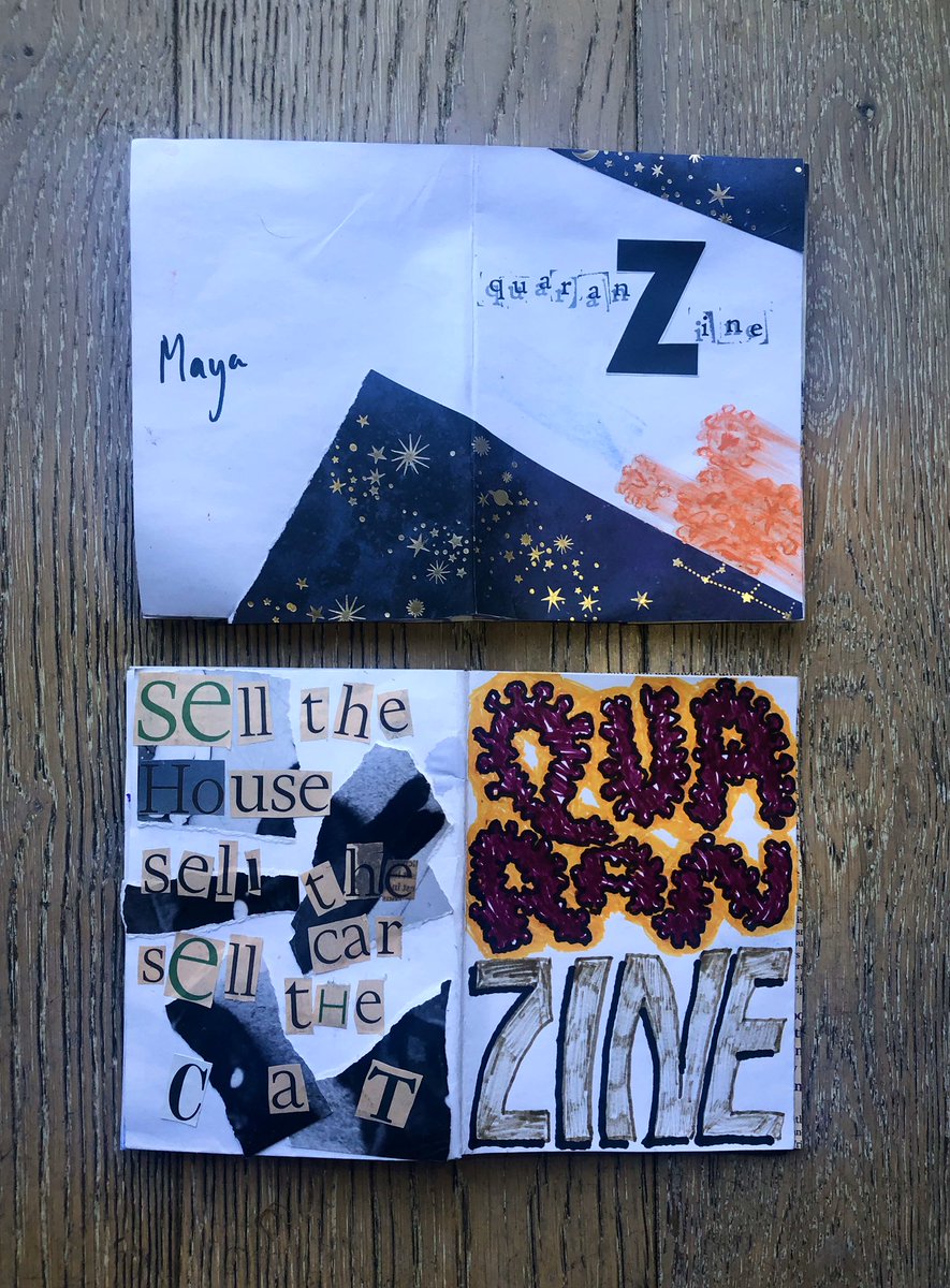 thephoenix1969's tweet image. Sunday best: dad/daughter zine-making (Quaranzine 😷😁)#isolationartschool #lockdownUKnow #keepingcreative #zine  #collage #making