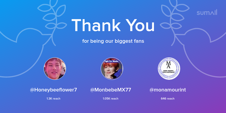 MX7SHINEFOREVER's tweet photo. Our biggest fans this week: Honeybeeflower7, MonbebeMX77, monamourint. Thank you! via https://t.co/GpmZFaETiz https://t.co/P3gh0iegA9