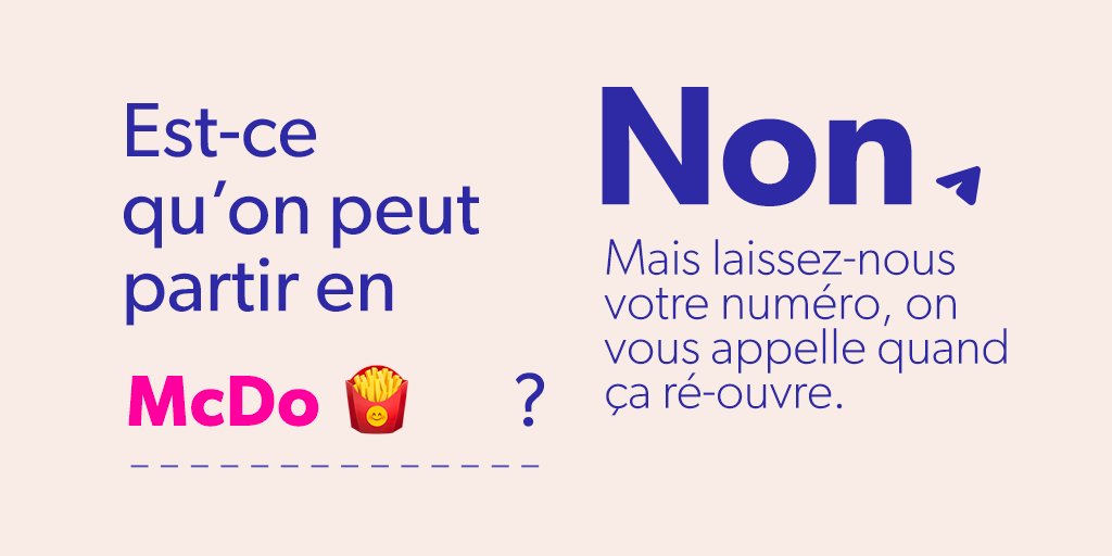 onpeutpartir's tweet photo. Le McDo, c'est non. @mcdonalds_paris 

#estcequonpeutpartir #ConfinementJour20 #manger https://t.co/ilcE3nPPUf