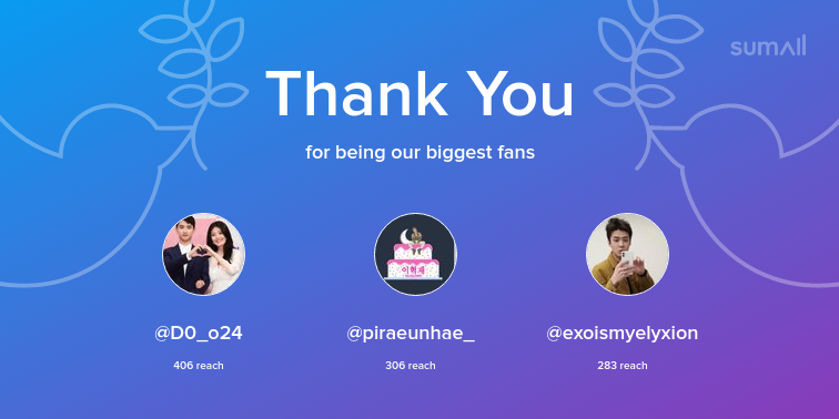 _exoveragain's tweet photo. Our biggest fans this week: D0_o24, piraeunhae_, exoismyelyxion. Thank you! via https://t.co/0s96YDYvRx https://t.co/OgksWShr8U