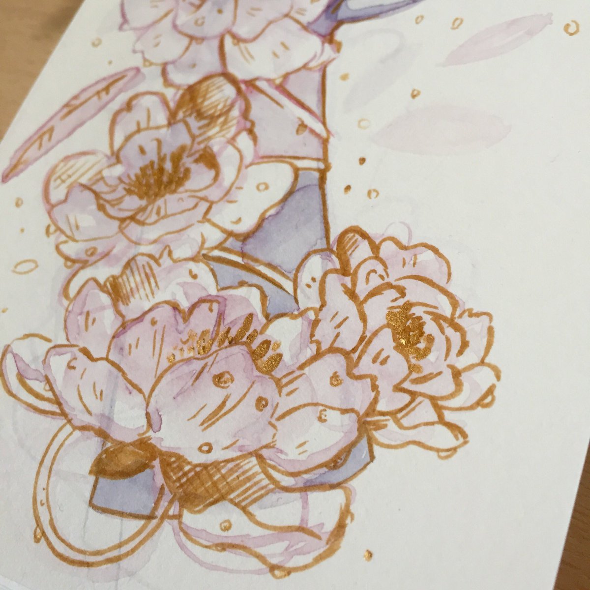 Pikabyunn's tweet photo. Joined the #etchrartchallenge by #etchrlab on instagram. 

The challenge was to use only paint. 
I did make a sketch but with diluted watercolours instead of media one can erase so hoping that interpretation is deemed valid by the judges. https://t.co/BL0z8RlVUV