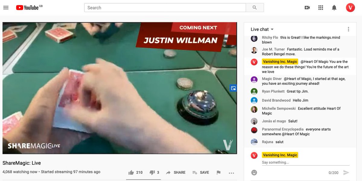VanishingInc's tweet photo. There's 4,000 of us watching a thing. Where are you? Join us - it's free! https://t.co/YMCBrZm7bG #sharemagiclive https://t.co/XDVro4oniM