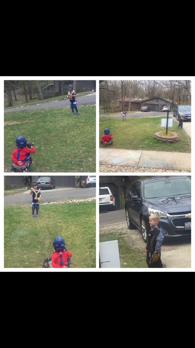coachsuits4's tweet photo. Baseball season may be on hold, but these guys are getting plenty in!!  Apparently we have 3 catchers 😁.  They love their baseball!!  ⚾️⚾️ https://t.co/YrwIN8zsg1