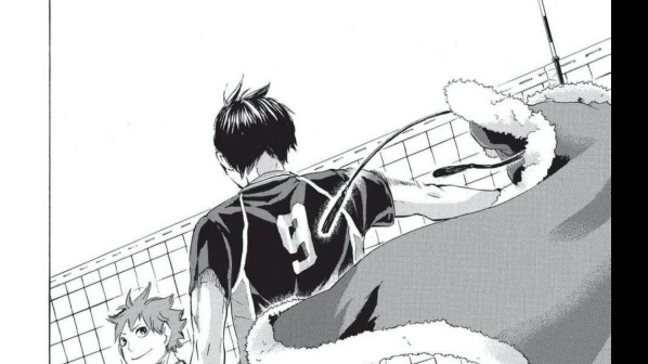 FIRST PLOT POINT (the turning point that ends the setup): Former Lonely Tyrant (ch. 68). This chapter marks the first significant event in Kageyama’s arc: Kageyama overcoming his past - his first true REACTION against his settings (his past).
