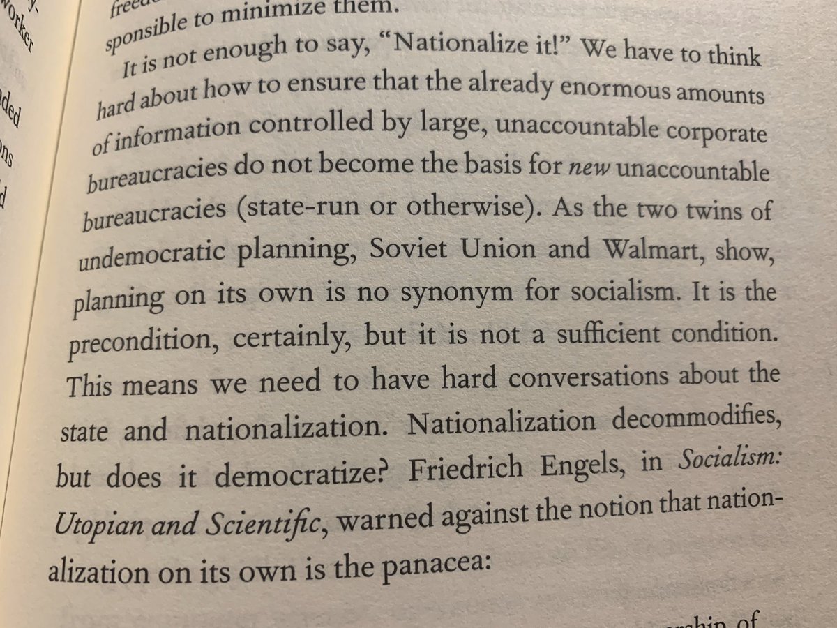 As  @michalrozworski and I write in The People’s Republic of Walmart, quoting Friedrich Engels on the dangers of assuming nationalization on its own is tantamount to socialism: