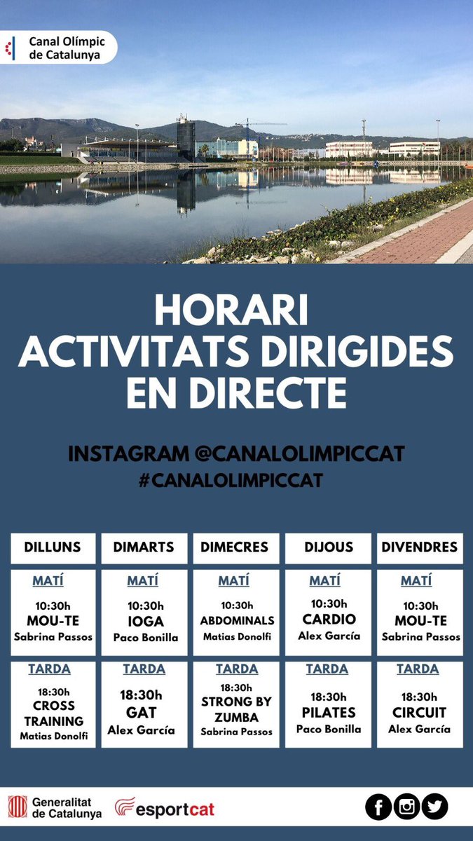 canalolimpiccat's tweet photo. Bona tarda!
Us informem dels horaris de les sessions d’#ACTIVITATS #DIRIGIDES, en #DIRECTE, de la próxima setmana. Els podeu seguir al nostre #IG 👉🏼 @canalolimpiccat
Us hi esperem!
#esportcat #canalolimpiccat #JoEmQuedoACasa #gentactiva https://t.co/uHiPDVv8KR