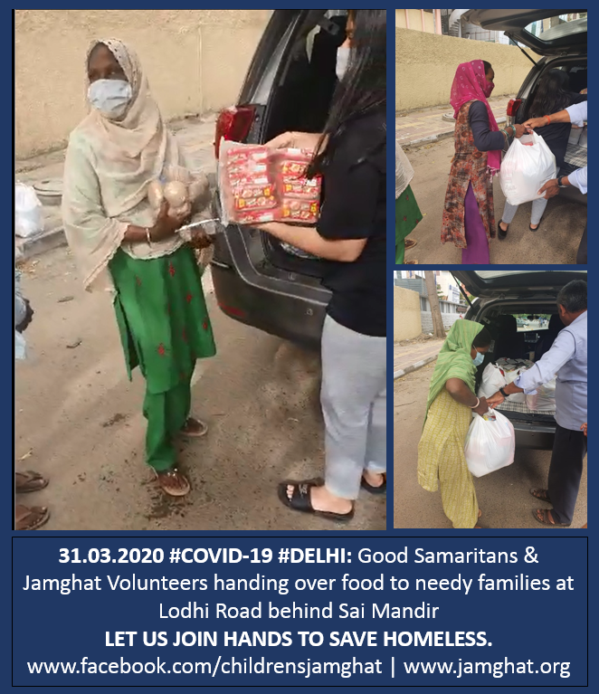 jamghathomes's tweet photo. 31.03.2020 #COVID-19 #DELHI: Good Samaritans &amp; Jamghat Volunteers handing over food to needy families at Lodhi Road behind Sai Mandir
LET US JOIN HANDS TO SAVE HOMELESS. 
https://t.co/NtwbcRpeQ7 | https://t.co/HPvDKofEa8

#COVID2019india #Covid_19 #IndiaFightsCorona #India https://t.co/8JIwCrlemD