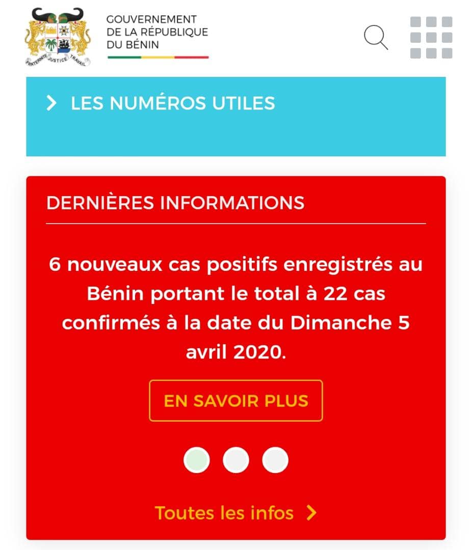 gouvbenin's tweet photo. #CORONAVIRUS - 22 cas confirmés au plan national dont 5 guéris pour le #Covid19bj. 

Point de presse intégral du ministre de la santé Benjamin HOUNKPATIN ce dimanche 5 avril 2020 à lire ici => https://t.co/2b2yKcjBY3 https://t.co/O35XW2WiAC