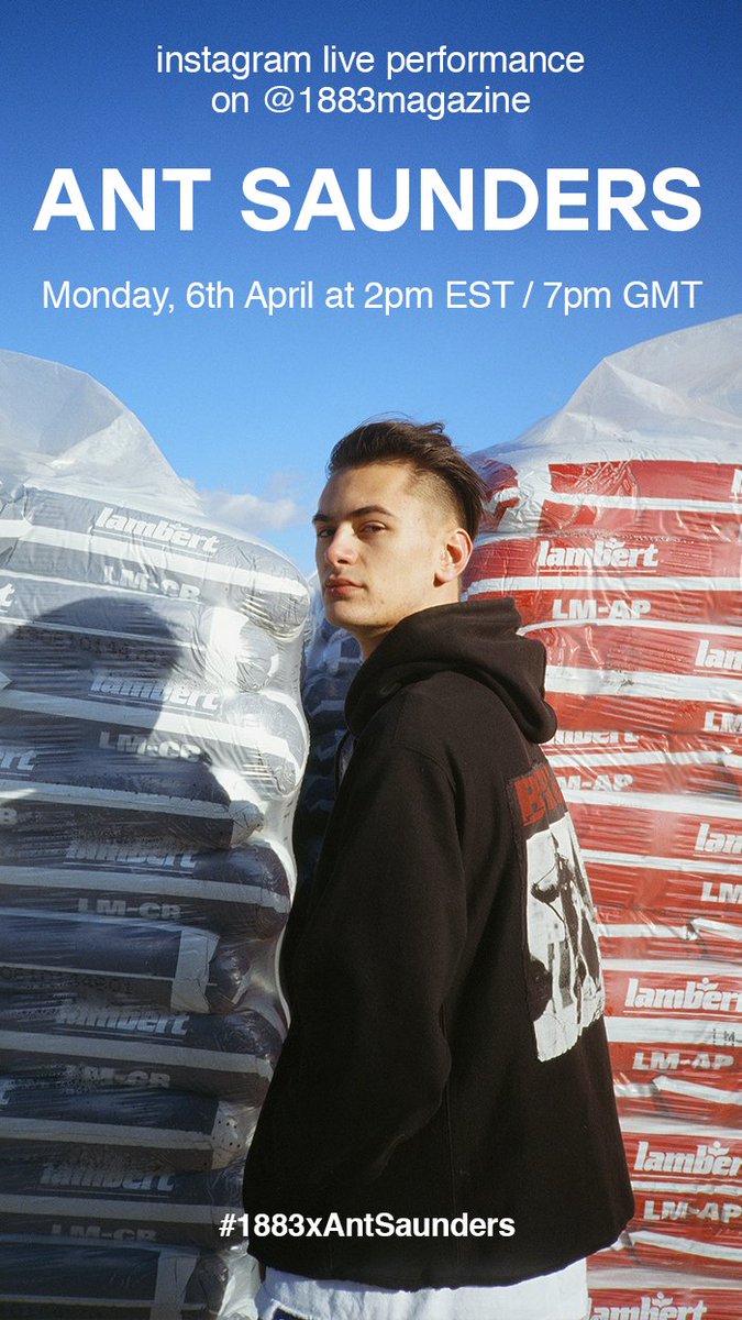 1883Magazine's tweet photo. Make sure to tune in tomorrow at 2pm EST / 7pm GMT for @antksaunders' #IGLive #performance 🎶 exclusively on https://t.co/RoaPs25NXO.
#1883xAntSaunders #AntSaunders #BUBBLE #YellowHearts #livemusic https://t.co/B7yIiAF9jx