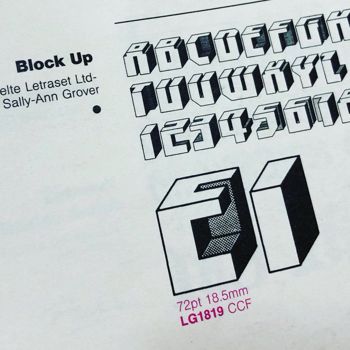 BenAtkinsDesign's tweet photo. #FontSunday 2020 14/52 @DesignMuseum #socialdistancing #space Block Up, 1974. Spatially aware. #letraset #blockup https://t.co/yY7IJ5Q9XE