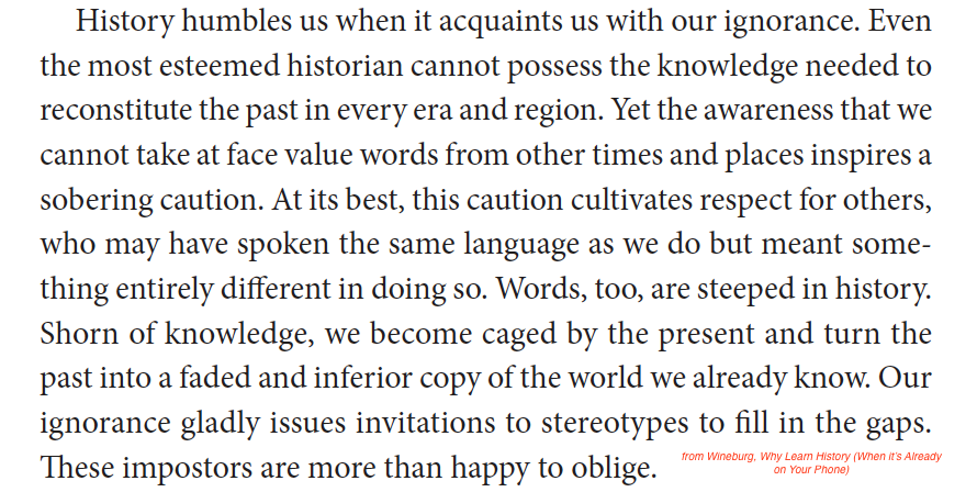 Without background knowledge, we assume people meant what we would have meant had we used the same words. Call it the "mirror theory" of historical knowing. 18/21