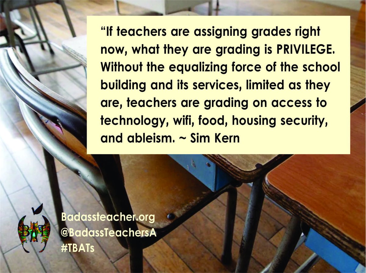 BadassTeachersA's tweet image. The #COVID19 crisis is hard enough for our students to navigate. No one should have to worry about grades. #TBATs #coronavirus #StayHomeSaveLives @VirginiaBATs @DelawareBATs @MarylandBAT @BATs_DC @ctbadassteacher @RhodeIslandBats @massbats @MaineBATs @NHampshireBATs @VermontBATs