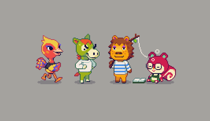 ausprout's tweet photo. wanted to commemorate our town's first villagers :0 

#animalcrossing #acnh #pixelart https://t.co/JjK2SB0ceT