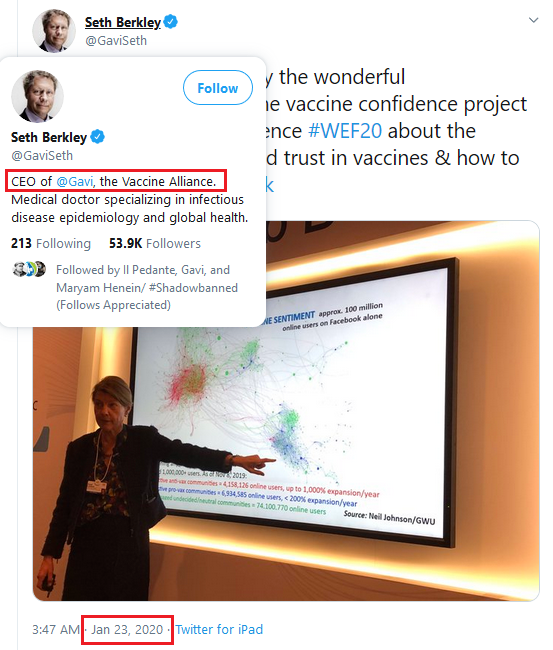WEF, Jan 2020. Corporations have a problem: The " #Vaccine Sentiment".The challenge: building trust in vaccines. Solutions discussed at the "vaccine confidence project" during  #wef20.  #antivax: up to 1,000% expansion/ yr #provax: <200% expansion/ yr