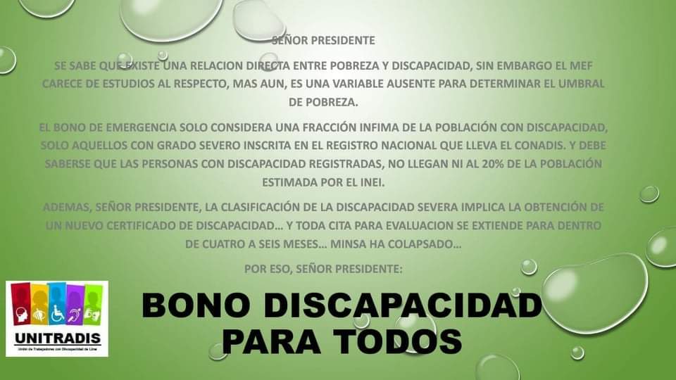 CANDYANDRE's tweet photo. Y los bonos  para  las personas con discapacidad !!! Exigimos bonos para todos las pcds!!!! https://t.co/9LsiGvvkMX