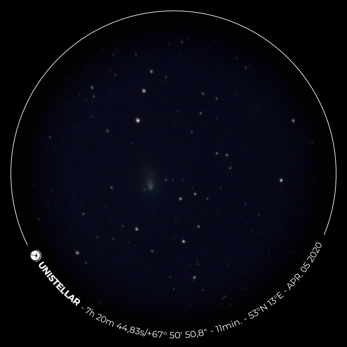 TopperBerlin's tweet photo. Living in Berlin and despite the bright moonlight I could easily capture this photo from comet ATLAS - C/2019 Y4 with my Evscope. https://t.co/zAer3wd6KH