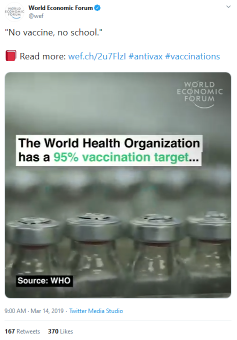 WEF, Jan 2020. Corporations have a problem: The " #Vaccine Sentiment".The challenge: building trust in vaccines. Solutions discussed at the "vaccine confidence project" during  #wef20.  #antivax: up to 1,000% expansion/ yr #provax: <200% expansion/ yr