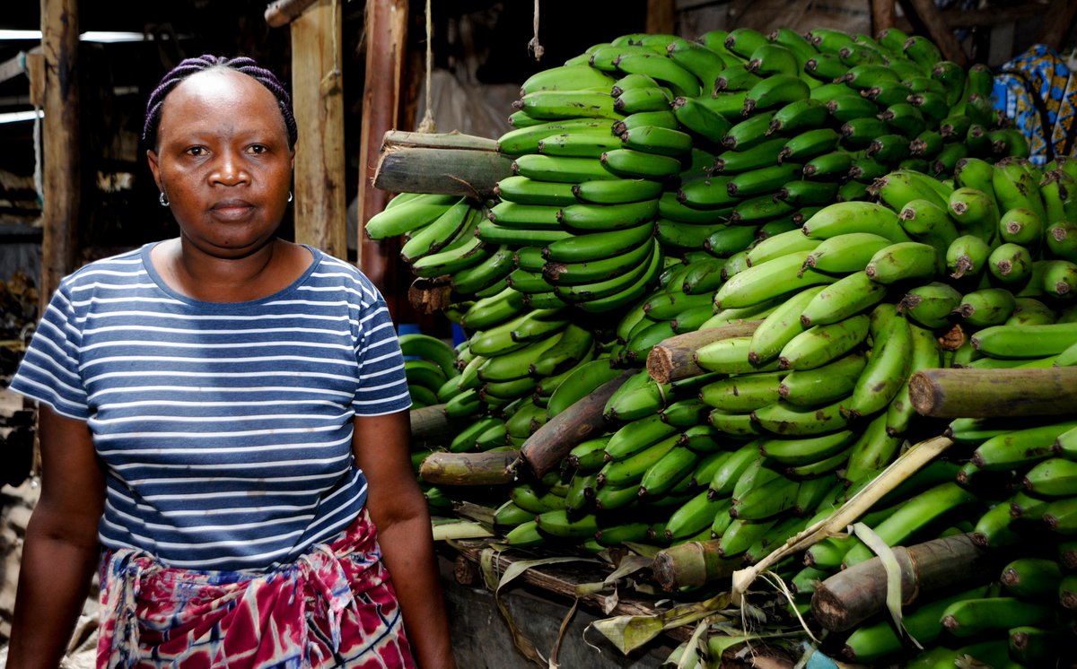 Grace Okeyo- 42, Sells Bananas "Transport has been interrupted, we are being told it’s now more expensive to move the Banana’s from Meru due to the restrictions. Police are stopping the trucks, so the transporters are passing the cost down to us."