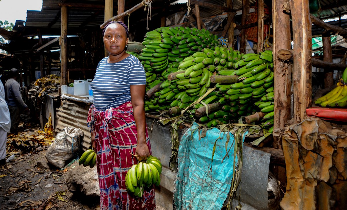 Grace Okeyo- 42, Sells Bananas "Transport has been interrupted, we are being told it’s now more expensive to move the Banana’s from Meru due to the restrictions. Police are stopping the trucks, so the transporters are passing the cost down to us."