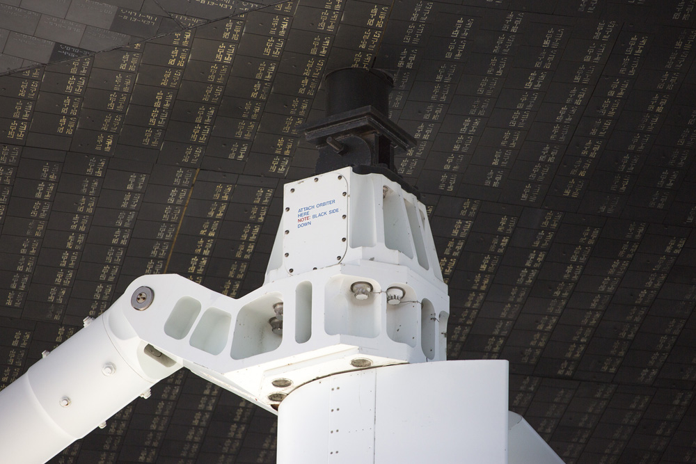 One of my favorites is the note on the attachment where the Orbiter attaches to the Shuttle Carrier Aircraft 747 - "Attach Orbiter here. NOTE: Black side down"