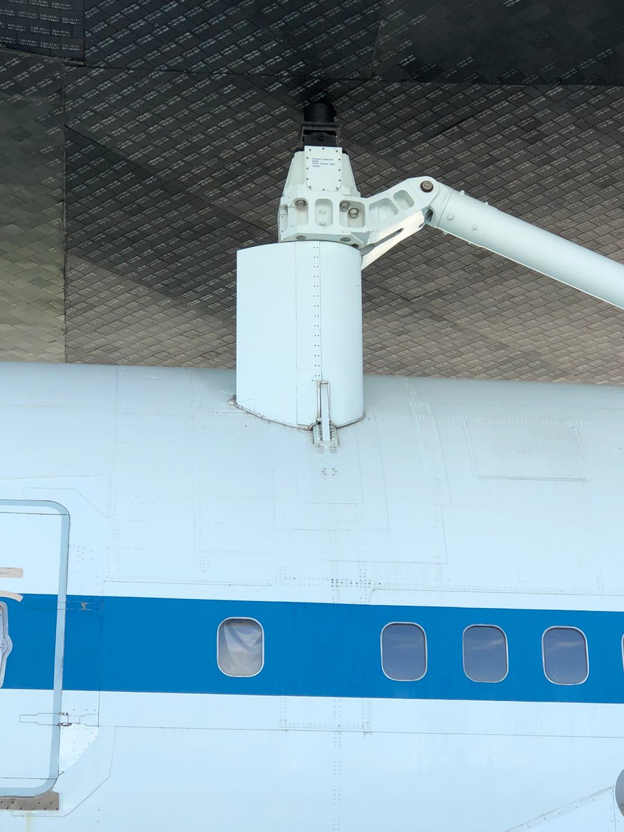 One of my favorites is the note on the attachment where the Orbiter attaches to the Shuttle Carrier Aircraft 747 - "Attach Orbiter here. NOTE: Black side down"