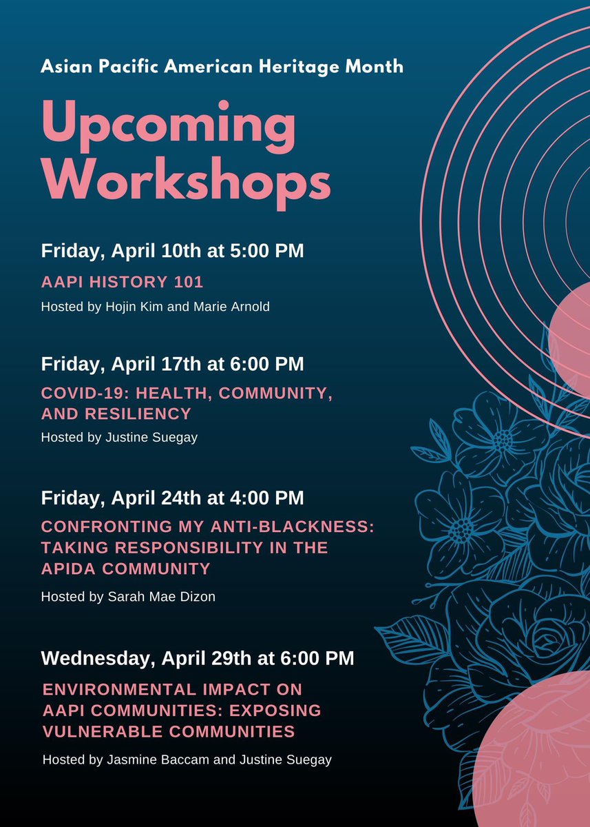 gmuaapistudies's tweet photo. Save The Dates!

As part of our APAHM celebration this year, we will be hosting weekly webinars on a range of topics. Make sure to attend the workshop on next Friday, 4/10 at 5PM, led by our student assistants!

#APAHM2020 #gmu #gmuaapiminor #aapistudies https://t.co/46lxvvsMcU