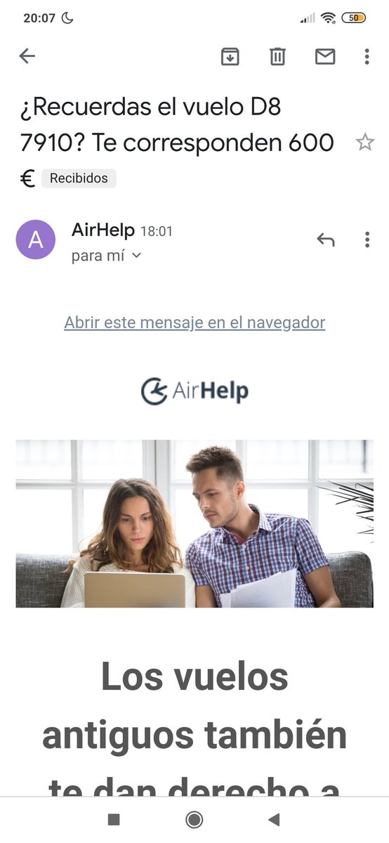 IsiVb's tweet photo. Hola @theairhelper me gustaria saber como conseguis correos electrónicos de personas que no hemos usado vuestros servicios para hacer publicidad engañosa. Gracias https://t.co/YLDlO81kQ8