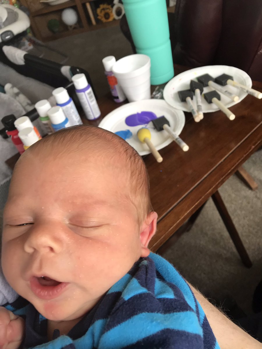 abbioteach23's tweet photo. Happy Sunday y’all! Baby Henry is helping momma with some arts and crafts! https://t.co/KTLuL80boh