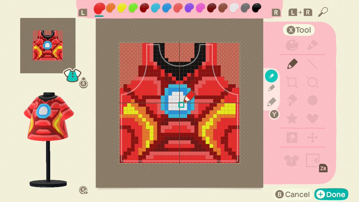 Monika Urbanczak I Have Created My Own Iron Man Tshirt In Animalcrossing The Back Is Not Done Yet I Will Finish It Tomorrow I M Not Great With Pixel Art But